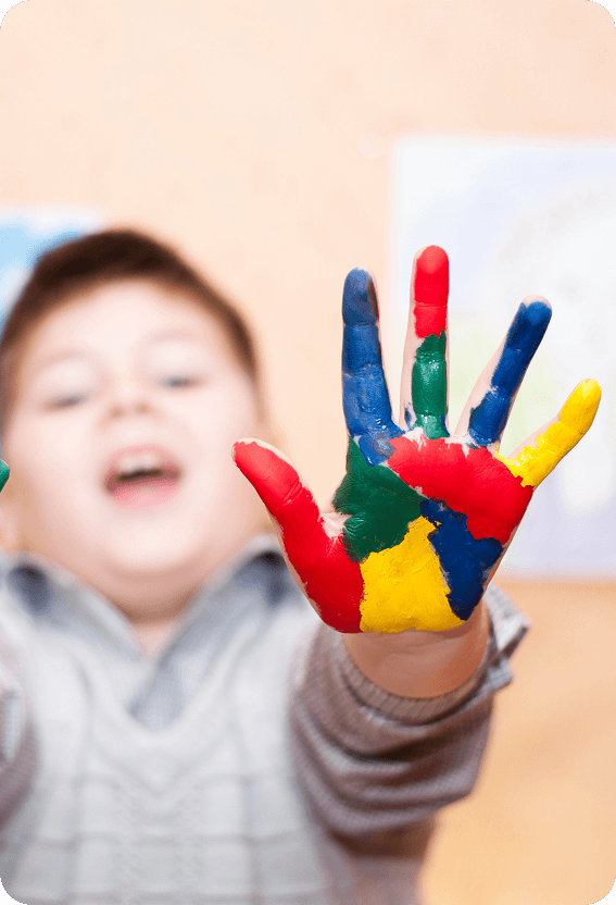 child with it's hand painted